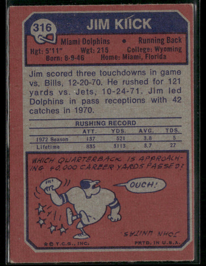 1973 Topps Jim Kiick #316