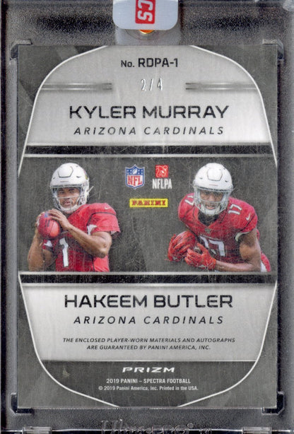 2019 Panini Spectra Kyler Murray Hakeem Butler Dual Rookie Patch Auto RC 2/4