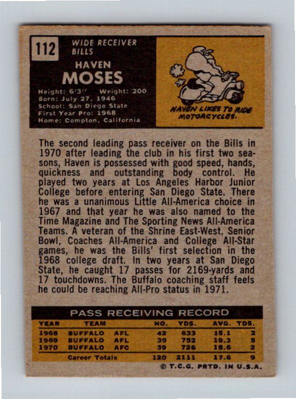 1971 Topps Haven Moses #112