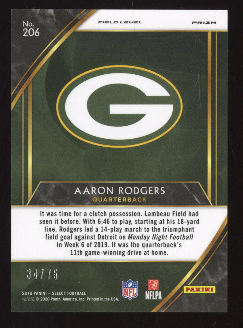 2019 Panini Select Aaron Rodgers #206 Blue 34/75