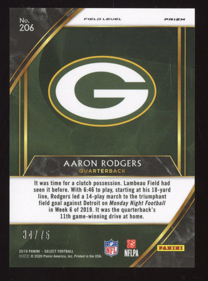 2019 Panini Select Aaron Rodgers #206 Blue 34/75