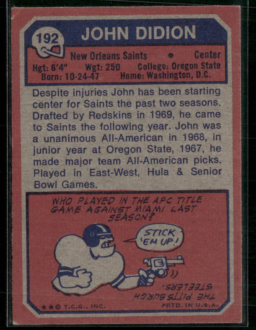 1973 Topps John Didion #192