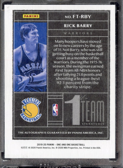 2019-20 Panini One and One Rick Barry #FT-RBY Autograph /99