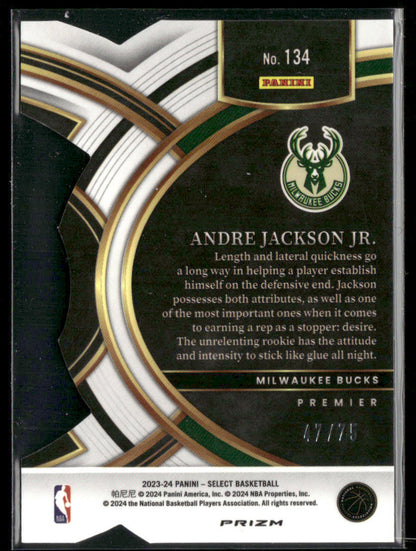 2023-24 Panini Select Andre Jackson Jr. #134 Lime Green Die Cut /75