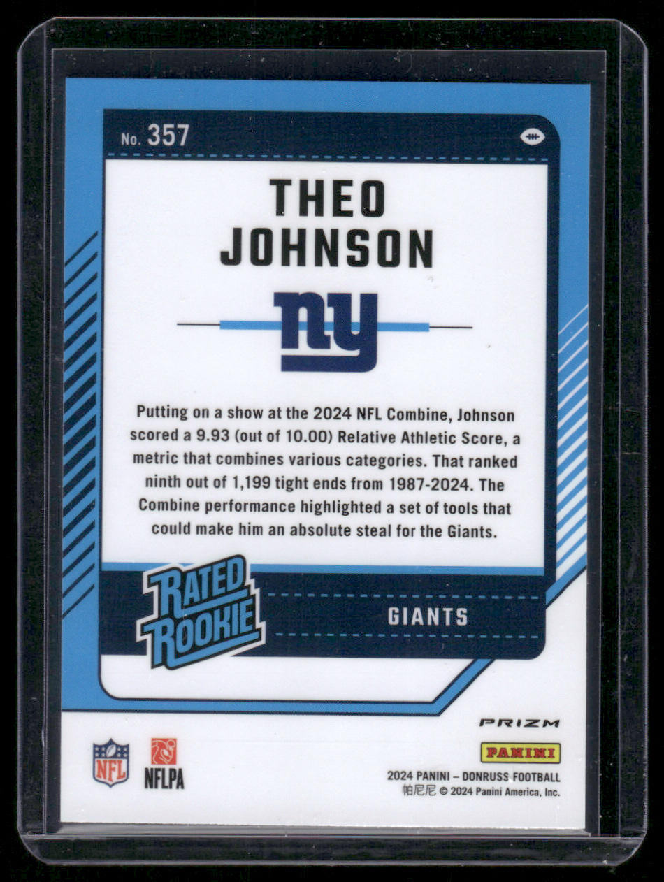 2024 Panini Donruss Theo Johnson #357 Optic Red Pandora Rated Rookie