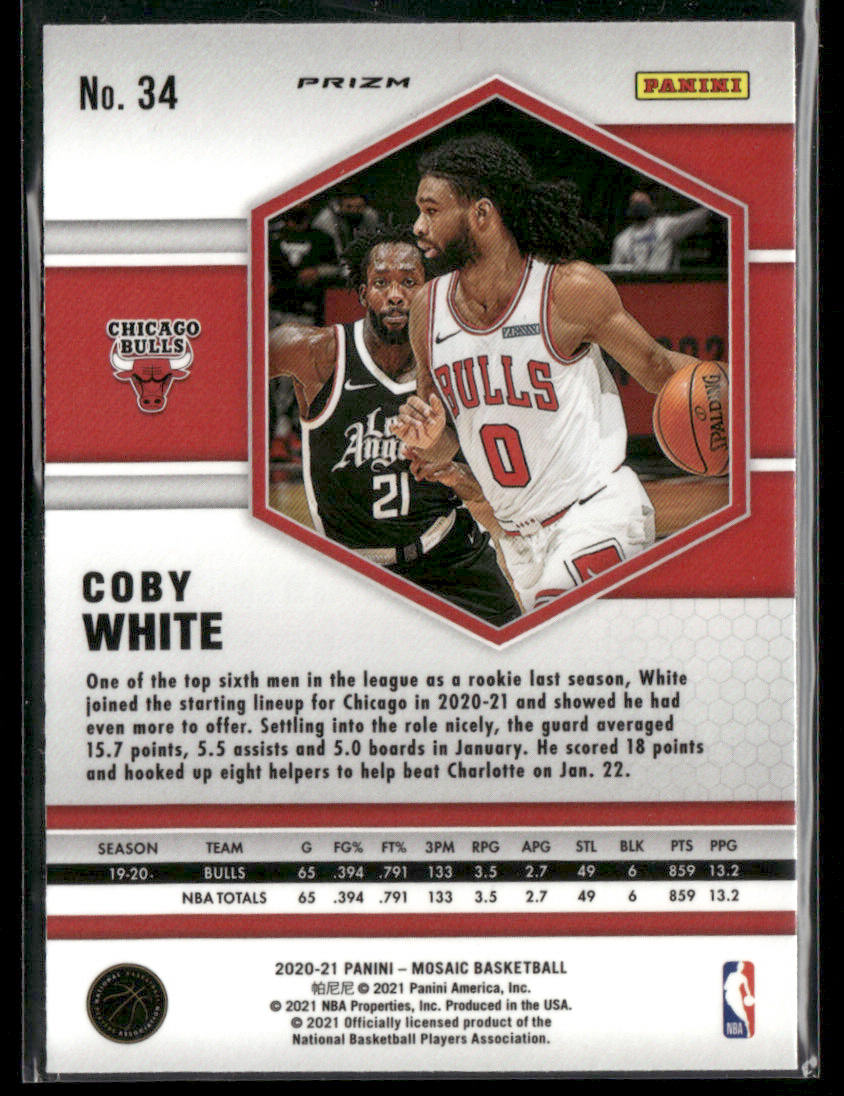 2020-21 Panini Mosaic Coby White #34 Green