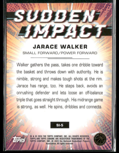 2024 Topps Chrome Jarace Walker #SI-5 Sudden Impact Rookie