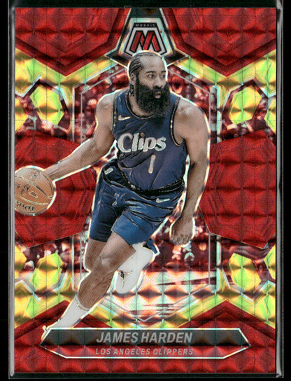 2023-24 Panini Mosaic James Harden #152 Red and Yellow Fusion /75