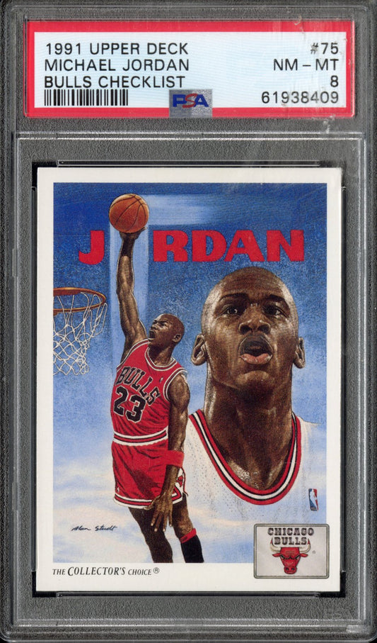 1991 Upper Deck Michael Jordan #75 Bulls Checklist PSA 8