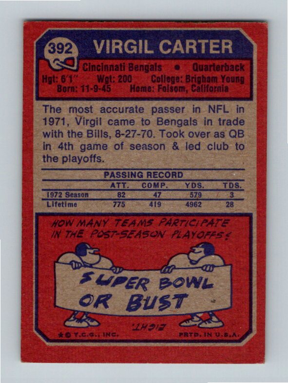 1973 Topps Virgil Carter #392