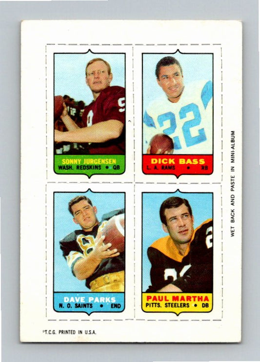 1969 Topps Sonny Jurgensen Dick Bass Dave Parks Paul Martha Four-in-One