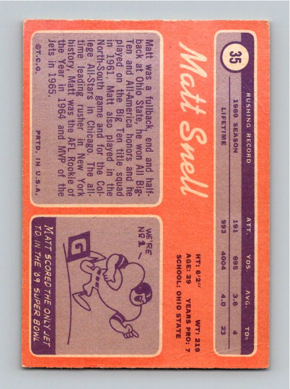 1970 Topps Matt Snell #35