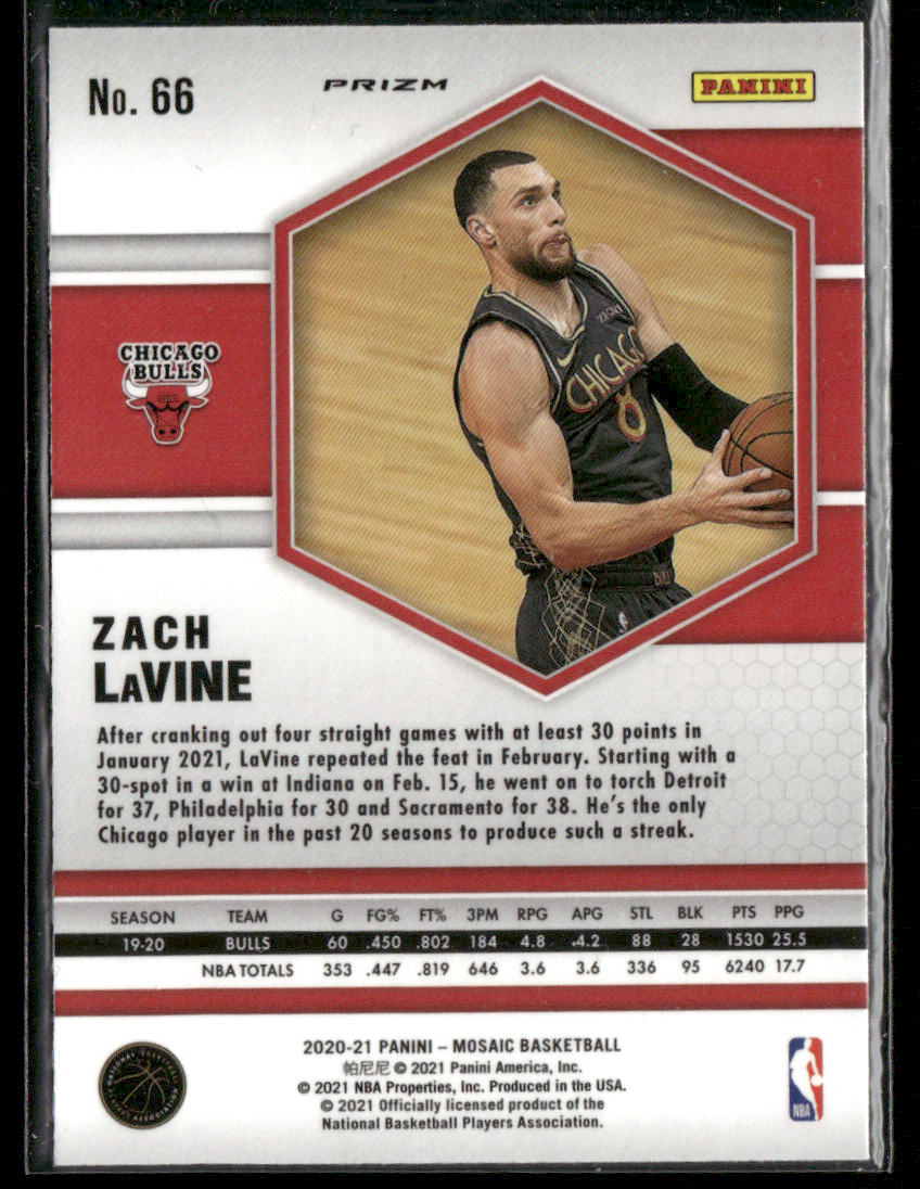 2020-21 Panini Mosaic Zach Lavine #66 Green Prizm