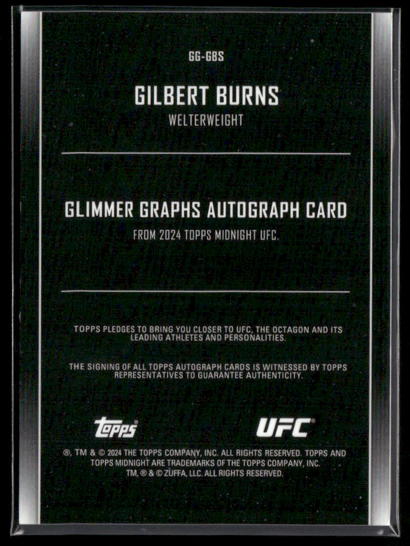 2024 Topps Midnight UFC Gilbert Burns #GG-GBS Glimmer Graphs Autograph