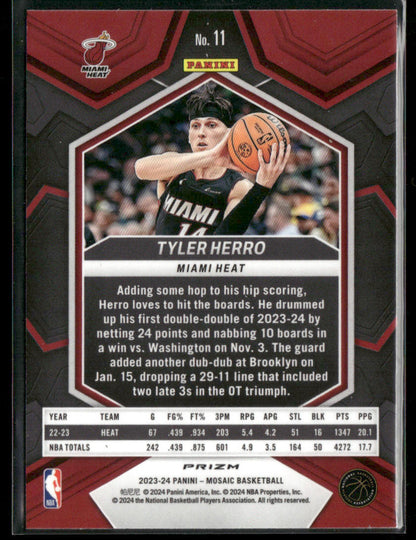 2023-24 Panini Mosaic Tyler Herro #11 Silver Prizm