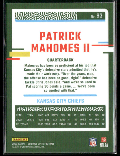 2023 Panini Donruss Optic Patrick Mahomes II #93