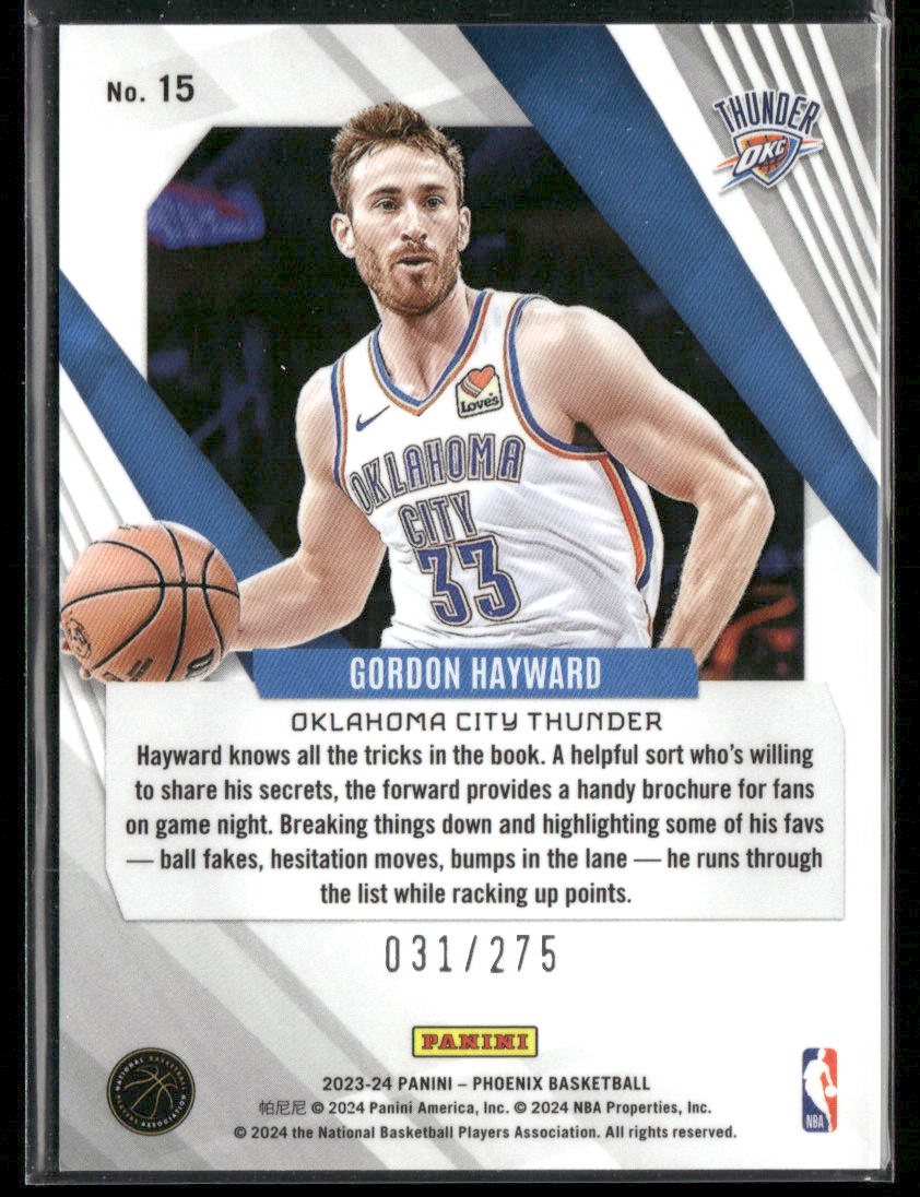 2023-24 Panini Phoenix Gordon Hayward #15 Blue /275