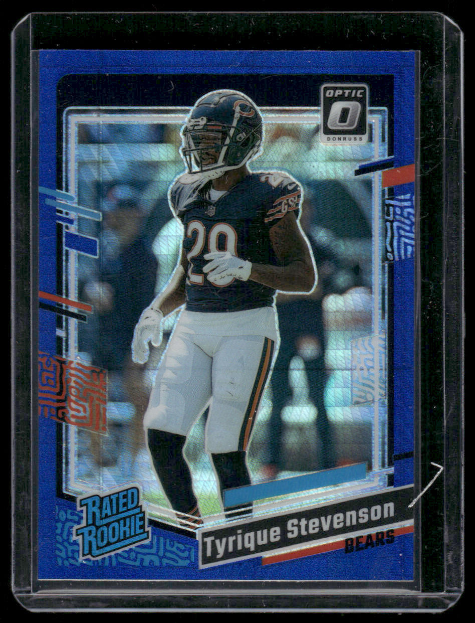 2023 Panini Donruss Optic Tyrique Stevenson #219 Blue Hyper Prizm Rated Rookie