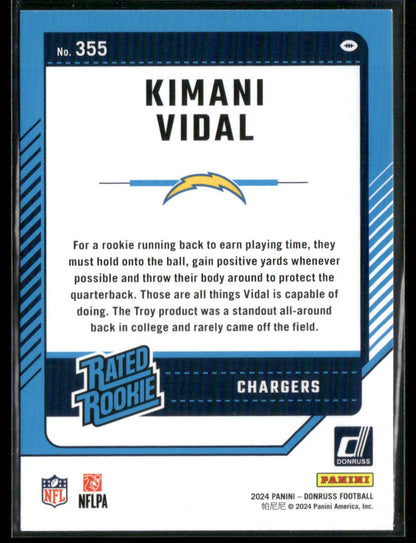 2024 Donruss Kimani Vidal #355 Rated Rookie