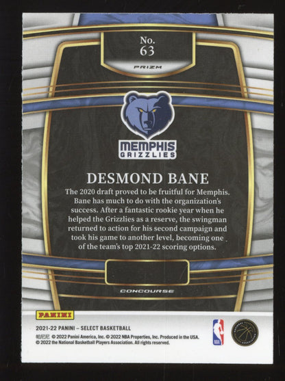 2021-22 Panini Select Desmond Bane #63 Gold Wave