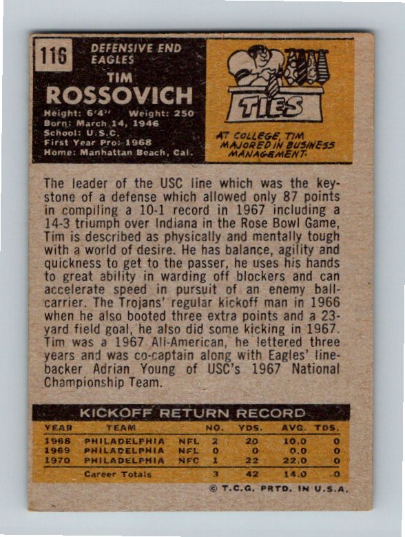 1971 Topps Tim Rossovich #116