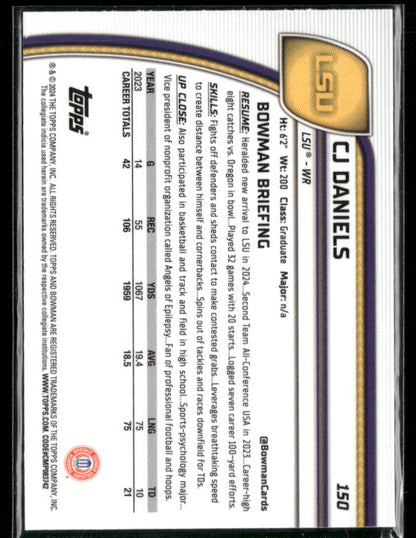 2024 Bowman Chrome University CJ Daniels #150