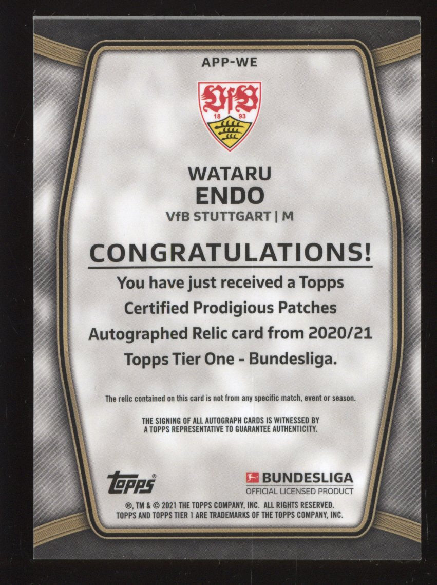 2021 Topps Tier One Bundesliga Wataru Endo #APP-WE Patch Autograph 1/1