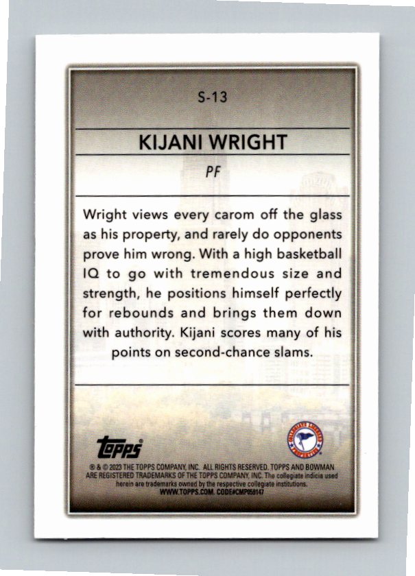 2022 Topps Kijani Wright #S-13 Skyscraping