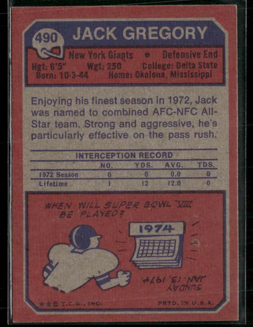 1973 Topps Jack Gregory #490