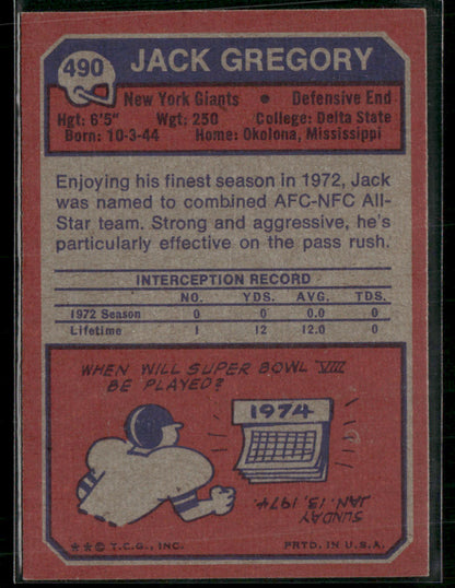 1973 Topps Jack Gregory #490