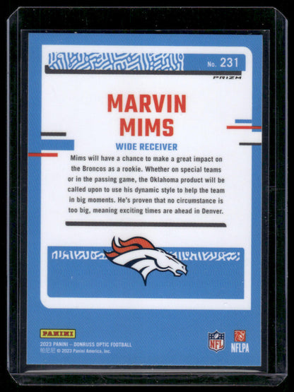 2023 Panini Donruss Optic Marvin Mims #231 Pink Prizm Rated Rookie