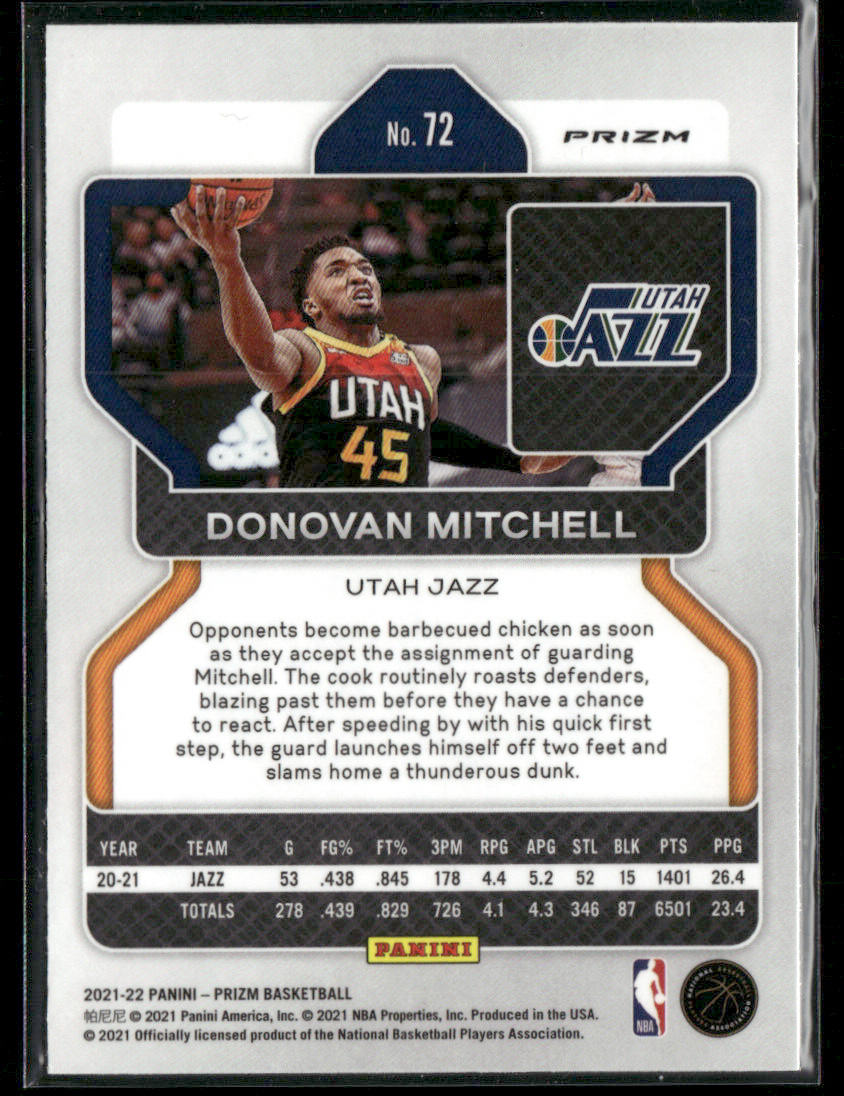 2021-22 Prizm Donovan Mitchell #72 Green #45