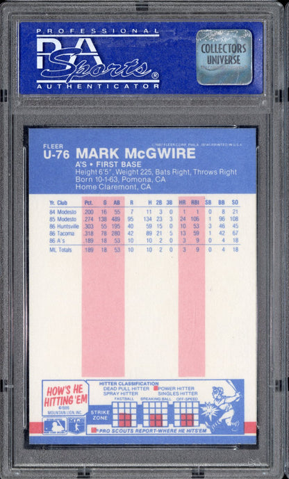 1987 Fleer Update Glossy Mark Mcgwire #U-76 Glossy PSA 8