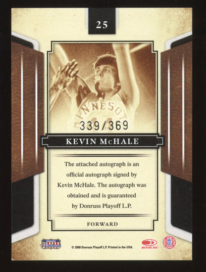 2008 Donruss Playoff Kevin McHale #25 Autograph /369