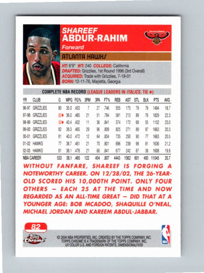 2003 Topps Chrome Shareef Abdur-Rahim #82 White