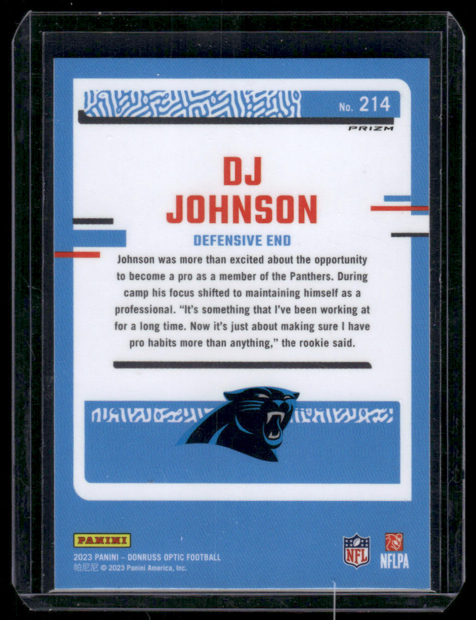 2023 Panini Donruss Optic DJ Johnson #214 Pink Prizm Rated Rookie