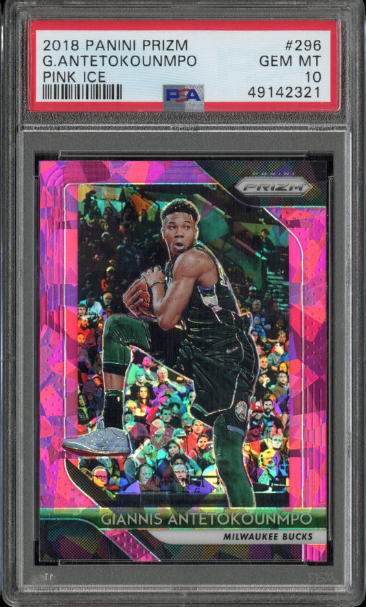 2018 Panini Prizm G. Antetokounmpo #296 Pink Ice PSA 10