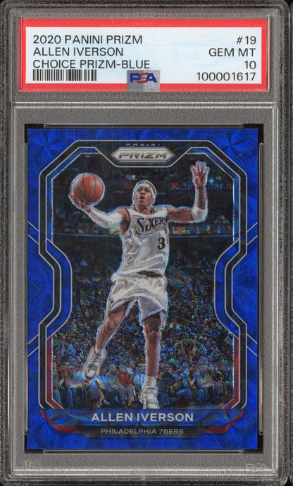 2020 Panini Prizm Allen Iverson #19 Choice Blue /49 PSA 10