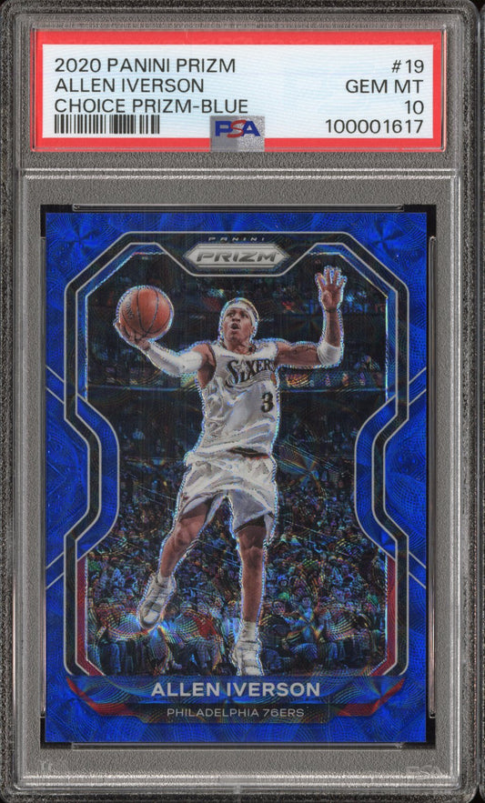 2020 Panini Prizm Allen Iverson #19 Choice Blue /49 PSA 10