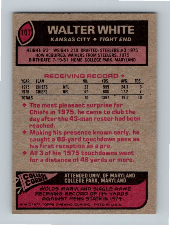 1977 Topps Walter White #107