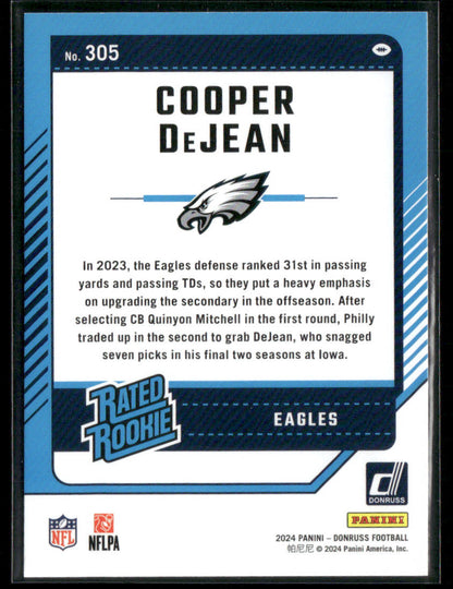 2024 Donruss Cooper DeJean #305 Rated Rookie