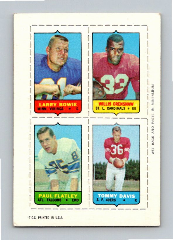 1969 Topps Larry Bowie Paul Flatley Tommy Davis Willis Crenshaw Four-in-One