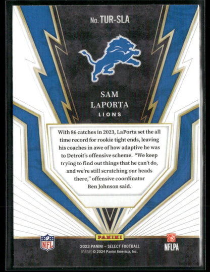 2023 Panini Select Sam Laporta #TUR-SLA Turbo Charged Rookie