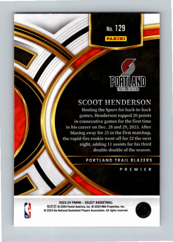 2023 Panini Select Scoot Henderson #129