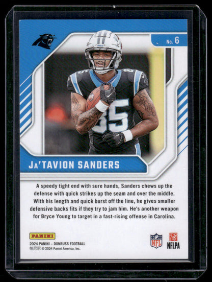 2024 Panini Donruss Jatavion Sanders #6 Elite Series Rookies