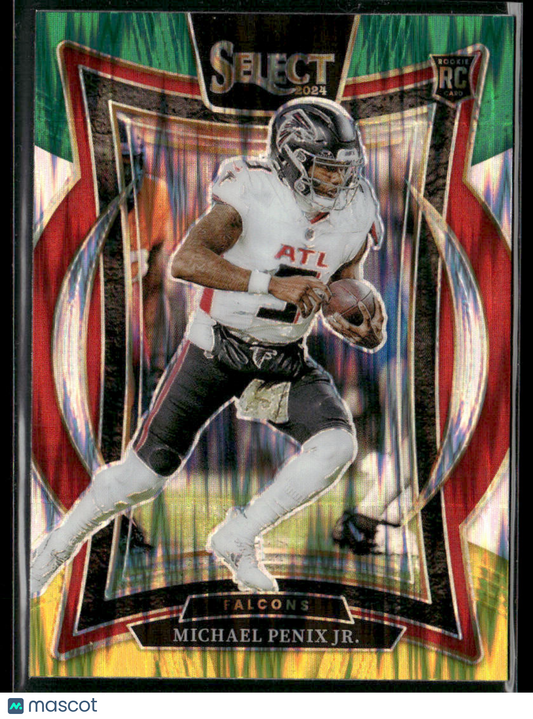 2024 Panini Select Michael Penix Jr. #80 Green And Yellow Shock Prizm RC Rookie
