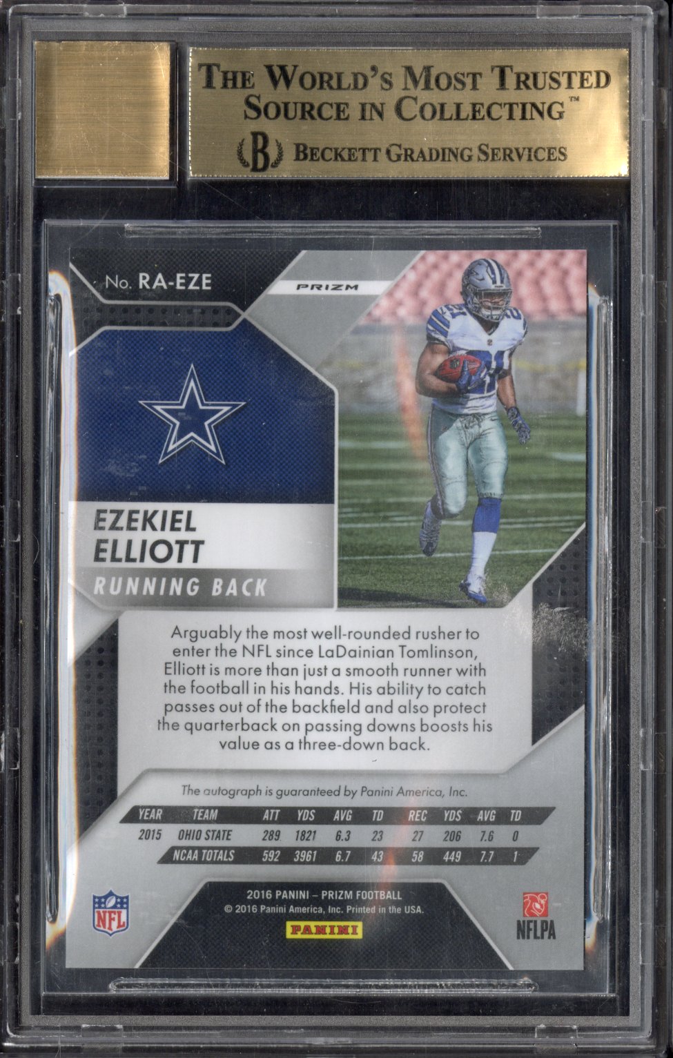 2016 Panini Prizm Rookie Autographs Prizms Pink Ezekiel Elliott #21 BGS 9.5