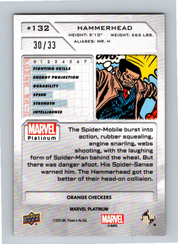 2022 Upper Deck Marvel Platinum Hammerhead #132 30/33