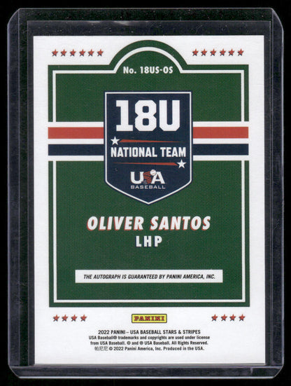 2022 USA Baseball Stars & Stripes Oliver Santos #18US-05 Autograph /499