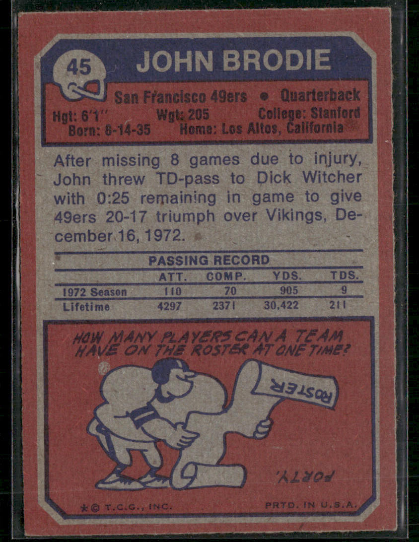 1973 Topps John Brodie #45